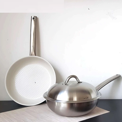 Chảo Sâu Lòng Inox 304 Chống Dính Edelkochen Easy Prism - Thiết Kế Sang Trọng, Dễ Dàng Sử Dụng, Chịu Nhiệt Tốt, Đường Kính 24cm/28cm