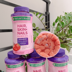 Kẹo Dẻo Nature's Bounty Hair Skin Nails Gummies - Bổ Sung Đẹp Da, Tóc, Móng, Hương Vị Ngon Miệng, Hỗ Trợ Sức Khỏe Rạng Rỡ