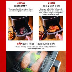 Nồi Chiên Không Dầu Tefal FW201815 6.5 Lít - Đa Năng Chiên Nướng & Hấp, Bảng Điều Khiển Cảm Ứng, Hẹn Giờ 60 Phút, An Toàn Sử Dụng