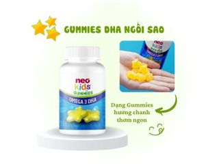Viên nhai hương chanh Neo Kids Gummies Omega3 DHA - Kẹo dinh dưỡng hỗ trợ trí tuệ cho trẻ từ 3 tuổi, hương vị tươi ngon, dễ ăn