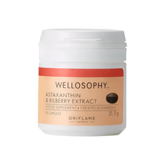 Viên uống Oriflame Wellosophy Astaxanthin & Bilberry Extract - Tăng cường sức khỏe mắt và chống oxy hóa, làm đẹp da - 30 viên