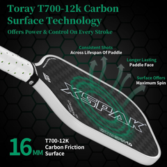 Vợt Pickleball XSPAK 12K Carbon Fiber B0CJQY192G - Độ bền cao, kiểm soát tối ưu cho người chơi trung cấp và chuyên nghiệp