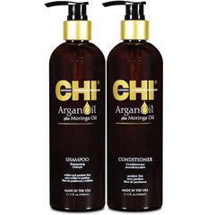 Cặp Dầu Gội Xả Phục Hồi Tóc CHI Argan Oil & Moringa Oil 739ml - Giúp Tóc Mềm Mượt, Khỏe Mạnh và Ngăn Gãy Rụng