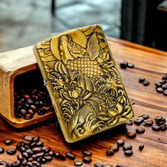 Bật Lửa Zippo Khắc Hình Cá Chép 3D ZPC4190 - Phiên Bản Đồng Sang Trọng, Ý Nghĩa Văn Hóa Á Đông, Quà Tặng Độc Đáo