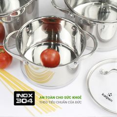 Bộ 3 Nồi Inox 304 Cao Cấp 5 Đáy Kalpen Slamer - Nồi Nấu Đa Năng 16-20-24cm Tiết Kiệm Năng Lượng, Chịu Nhiệt Tốt
