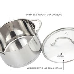 Bộ 3 Nồi Inox 304 Cao Cấp 5 Đáy Kalpen Slamer - Nồi Nấu Đa Năng 16-20-24cm Tiết Kiệm Năng Lượng, Chịu Nhiệt Tốt