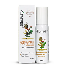 Chai Xịt Keo Ong Vitatree Super Propolis Spray 30ml - Hỗ Trợ Giảm Đau Họng và Ho với Mật Ong Manuka 15+