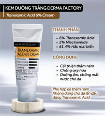 Kem Dưỡng Trắng Da, Hỗ Trợ Giảm Thâm Nám Derma Factory Tran.exa 6% Cream 30ml