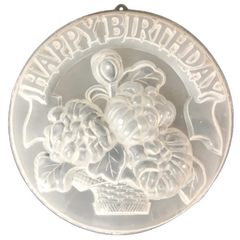 Khuôn rau câu sinh nhật giỏ hoa cúc Happy Birthday – Loại 25 cm - 1817