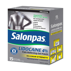 Miếng Dán Giảm Đau Salonpas LIDO.CAINE 4% Gel-Patch 15 Miếng - Hỗ Trợ Giảm Đau Hiệu Quả Lên Đến 8 Giờ
