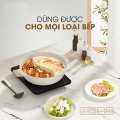 Nồi lẩu 2 ngăn Seka SK6090 28cm - Chất liệu nhôm ceramic chống dính, dung tích 4 lít, thích hợp cho mọi loại bếp