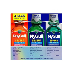 Siro Cảm Vicks DayQuil & NyQuil Cold & Flu Severe 354ml x3 Chai - Giảm Đau Đầu, Sốt, Nghẹt Mũi, Hắt Hơi Hiệu Quả