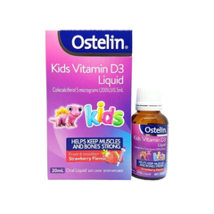 Siro Vitamin D cho Trẻ Ostelin Kids Liquid 20ml - Hỗ Trợ Hệ Xương Khỏe Mạnh, Dễ Dàng Hấp Thụ, Không Chất Bảo Quản