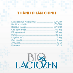 Viên Uống Hỗ Trợ Bổ Sung Lợi Khuẩn Bio Lactozen - Tăng Cường Tiêu Hóa Cho Người Lớn & Trẻ Em Từ 2 Tuổi, Hộp 60 Viên