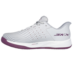 Giày Pickleball Skechers Women's Viper Court Reload - Giày Tennis Nữ Xám Tím Thoáng Khí, Chống Trơn Trượt và Thoải Mái