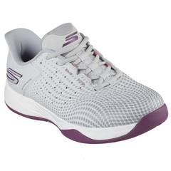 Giày Pickleball Skechers Women's Viper Court Reload - Giày Tennis Nữ Xám Tím Thoáng Khí, Chống Trơn Trượt và Thoải Mái