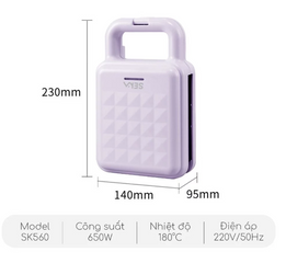 Máy Nướng Bánh Mì Đa Năng Sandwich Seka SK560 Chống Dính - Nấu Nóng 2 Mặt, Không Dầu Mỡ, Thích Hợp Cho Bữa Sáng Ngon Miệng