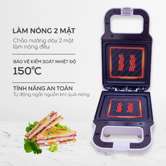 Máy Nướng Bánh Mì Đa Năng Sandwich Seka SK560 Chống Dính - Nấu Nóng 2 Mặt, Không Dầu Mỡ, Thích Hợp Cho Bữa Sáng Ngon Miệng