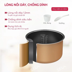 Nồi Áp Suất Điện Đa Năng SEKA SK5858 6L 1000W - Thích Hợp Gia Đình 4-6 Người, Nấu Nhanh Tiết Kiệm Thời Gian