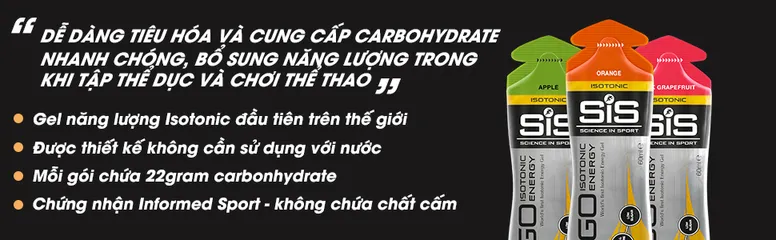 Gel năng lượng SiS Go Isotonic - Hỗ trợ sức bền, 22g carbohydrate, không gluten, tiện lợi cho thể thao, nhiều hương vị hấp dẫn