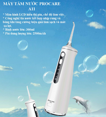 Máy Tăm Nước Procare A11 - Công Nghệ Mới, Màn Hình LCD, Bảo Vệ Răng Nướu, Sạc USB, Thời Gian Sử Dụng 75 Ngày