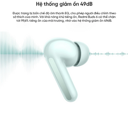 Tai nghe Bluetooth Xiaomi Redmi Buds 6 - Micro kép chống ồn AI, âm thanh Hi-Fi, pin 42 giờ, kết nối Bluetooth 5.4, sạc nhanh