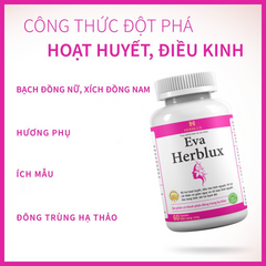 Viên Uống Hỗ Trợ Điều Kinh Eva Herblux - Giúp Hoạt Huyết, Cân Bằng Kinh Nguyệt, Giảm Đau Bụng Kinh, 60 Viên