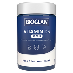 Viên uống Bioglan Vitamin D3 1000IU - Hỗ trợ sức khỏe xương khớp và tăng cường miễn dịch cho người lớn và trẻ em trên 12 tuổi