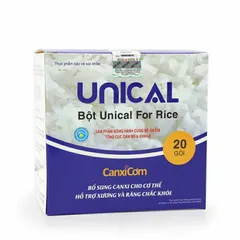 Bột canxi cơm Unical For Rice - Hỗ trợ chắc khỏe xương cho trẻ em và người lớn - Hộp 20 gói bổ sung canxi tự nhiên