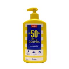 Kem Chống Nắng Coles Ultra Sunscreen SPF50+ - Bảo Vệ Da Toàn Diện, Chống UVA/UVB, Dùng Được Cho Mọi Loại Da, Tiện Dụng 1000ml