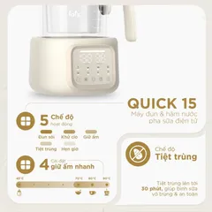 Máy Đun và Hâm Nước Pha Sữa Điện Tử Fatzbaby Quick 15 FB3115TN - Đun Nóng Siêu Tốc, Chức Năng Tiệt Trùng & Hẹn Giờ Thông Minh