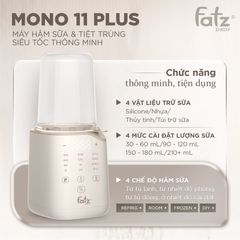 Máy Hâm Sữa & Tiệt Trùng Siêu Tốc Fatzbaby Mono 11 Plus FB3016TN - Chức Năng Nhanh Chóng, Dễ Dàng Sử Dụng, Tương Thích Mọi Loại Bình