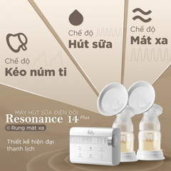 Máy Hút Sữa Điện Đôi Fatzbaby Resonance 14 Plus FB1161BT - Công Nghệ Vi Rung, Pin 3200mAh, 3 Chế Độ Massage & Hút Sữa Thông Minh