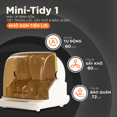 Máy Úp Bình Sữa Tiệt Trùng, Sấy Khô Fatzbaby Mini-Tidy 1 FB4606ZH - UV LED 6L, Thiết Kế Phân Tầng, Giỏ Đựng Rời, An Toàn Cho Bé