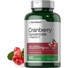 Viên uống Horbaach Cranberry Vitamin C 30,000mg - Hỗ trợ sức khỏe, tăng cường miễn dịch, bảo vệ đường tiết niệu - 150 viên của Mỹ