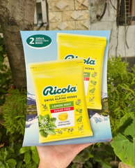 Hộp 2 gói kẹo ngậm thảo mộc Ricola không đường - Thoải mái họng tự nhiên, hỗ trợ giảm ho, hương chanh bạc hà dễ chịu