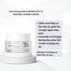 Kem Dưỡng Da Mụn Anua Heartleaf Intense Calming Cream 50ml - Hỗ Trợ Làm Dịu, Phục Hồi Da Mụn, Chống Viêm Hiệu Quả, Lành Tính