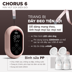 Máy Hút Sữa Điện Đôi Fatzbaby Chorus 6 FB1387VN - Tiện Lợi, Siêu Thoải Mái, 4 Chế Độ Hút, Dây Đeo Thoải Mái, Giảm Ồn Thấp