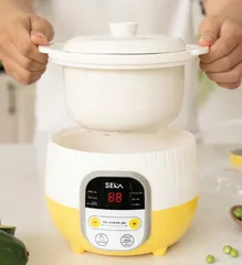 Nồi Nấu Cháo Chậm Seka 0.8L Đa Năng Có Xửng Hấp - Thiết Kế Thông Minh, Tiện Lợi Cho Bữa Ăn Bổ Dưỡng Gia Đình