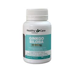 Viên uống bổ não Healthy Care Ginkgo Biloba 6000mg - Tăng cường trí nhớ, giảm căng thẳng, hỗ trợ tuần hoàn máu, 60 viên