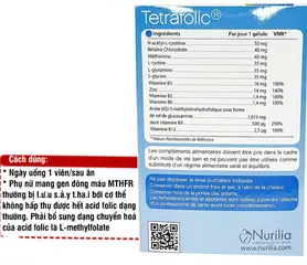 Viên Vitamin Nurilia Tetrafolic Tăng Cường Khả Năng Thụ Thai Cho Phụ Nữ - Hỗ Trợ Mang Thai Khỏe Mạnh, Ngừa Dị Tật Ống Thần Kinh