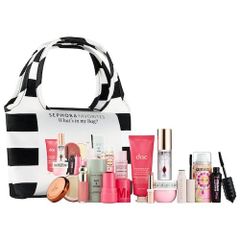 Bộ sản phẩm Sephora Favorites: What's In My Bag – Set Trang Điểm, Chăm Sóc Tóc & Cơ Thể - Bộ 12 Món Chất Lượng Cao, Mini Tote Thời Trang
