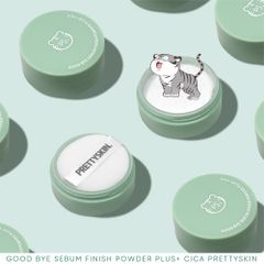 Phấn Bột Kiềm Dầu Pretty Skin Good Bye Sebum Finish Powder Plus+ Cica - Giữ lớp trang điểm mịn lì và kiểm soát dầu hiệu quả cho da nhạy cảm