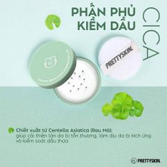 Phấn Bột Kiềm Dầu Pretty Skin Good Bye Sebum Finish Powder Plus+ Cica - Giữ lớp trang điểm mịn lì và kiểm soát dầu hiệu quả cho da nhạy cảm