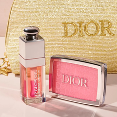 Set Trang Điểm Dior Lip and Cheek Pink Glow Ritual - 3 Món Chất Lượng Gồm Son Bóng, Phấn Má Hồng & Túi Đựng Sang Trọng