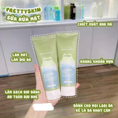 Sữa Rửa Mặt Rau Má Prettyskin Jeju Cica - Làm Dịu Da, Giảm Mụn, Chiết Xuất Tự Nhiên, Duy Trì Độ Ẩm, 150ml