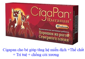 Viên Nhung Hươu Cigapan Nga cho Trẻ Nhỏ - Hỗ Trợ Miễn Dịch, Phát Triển Chiều Cao, Chống Còi Xương - Hộp 30 Viên
