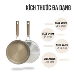 Chảo Chống Dính 3 Lớp Liền Khối Kalpen Titanium Dauer - Chịu Nhiệt, Dẫn Nhiệt Nhanh, Dễ Vệ Sinh, Kích Thước 20-28cm