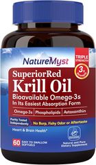 Dầu Nhuyễn Thể NatureMyst Antarctic Krill Oil 1000mg Omega-3, Astaxanthin & Phospholipids - Hỗ trợ Tim Mạch & Não Bộ, Lọ 60 Viên