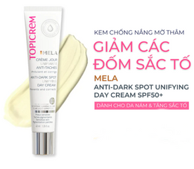 Kem Chống Nắng Topicrem Mela Anti-Dark Spot Unifying Day Cream SPF50+ - Bảo Vệ Da, Làm Mờ Đốm Nâu, Dưỡng Ẩm Hiệu Quả cho Da Nhạy Cảm